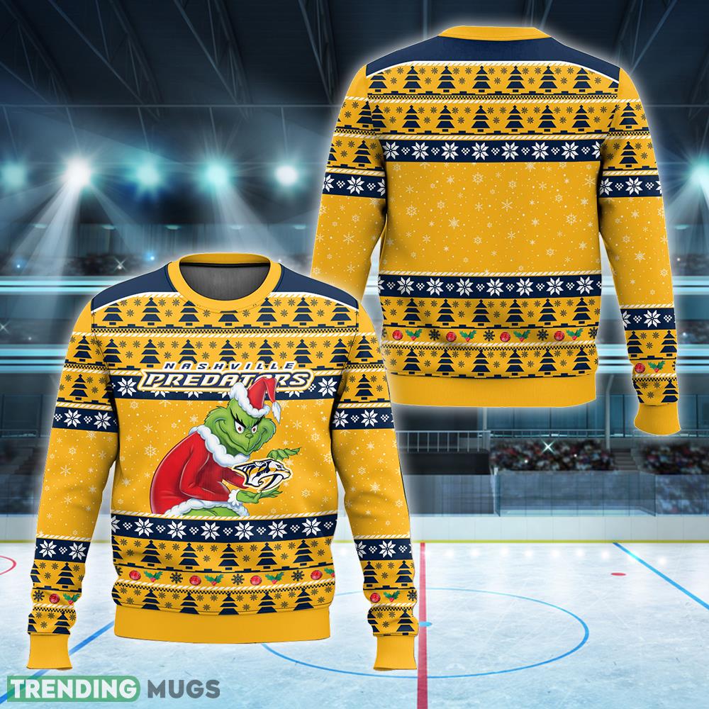 NHL Nashville Predators Grinch Logo Funny Xmas Knitted 3D Sweater For Fans - NHL Nashville Predators Grinch New Style 2023 Ugly Christmas Sweater For Men And Women Photo 1 NHL Nashville Predators Grinch Logo Funny Xmas Knitted 3D Sweater For Fans - NHL Nashville Predators Grinch New Style 2023 Ugly Christmas Sweater For Men And Women Photo 1