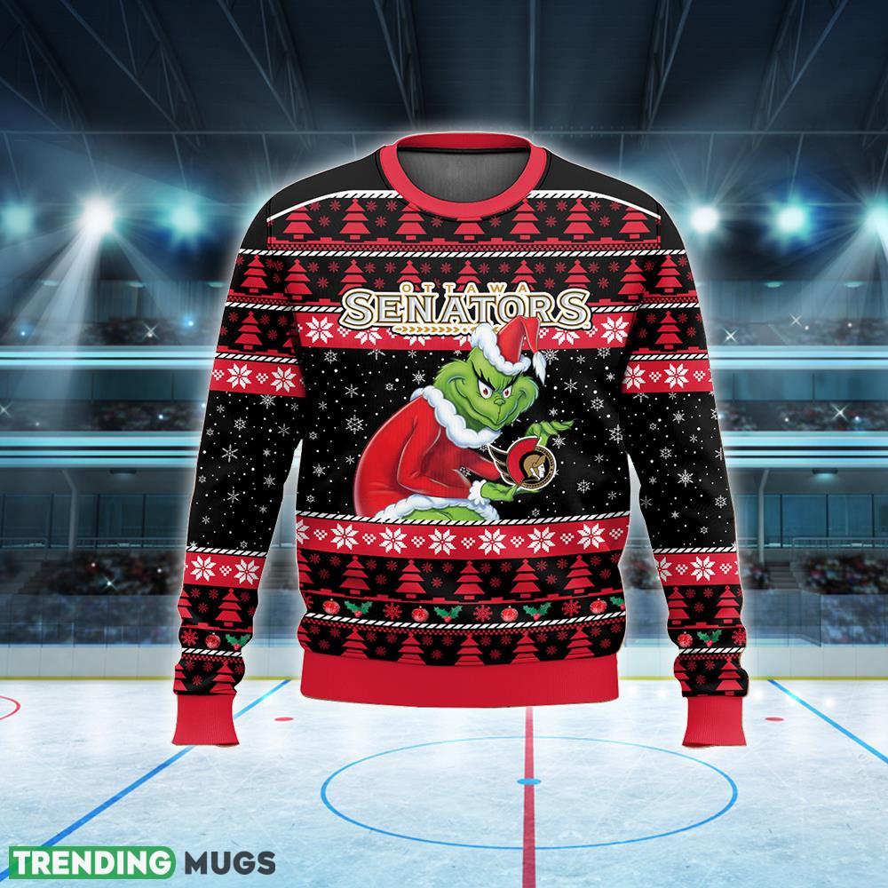NHL Ottawa Senators Grinch Logo New Christmas Ugly Sweater AOP For Fans 3D Sweater NHL Ottawa Senators Grinch Logo New Christmas Ugly Sweater AOP For Fans 3D Sweater