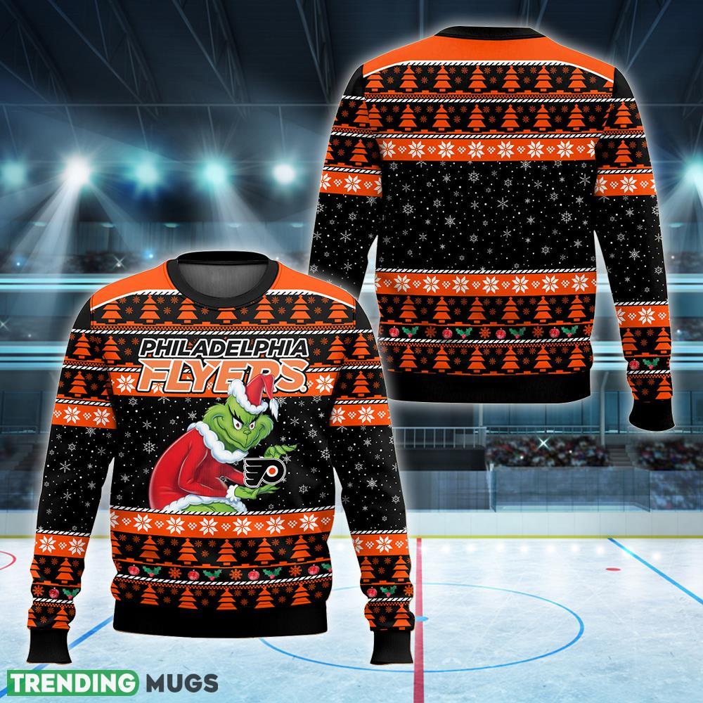 NHL Philadelphia Flyers Grinch Logo Funny Xmas Ugly 3D Sweater For Men And Women - NHL Philadelphia Flyers Grinch New Style 2023 Ugly Christmas Sweater For Men And Women Photo 1 NHL Philadelphia Flyers Grinch Logo Funny Xmas Ugly 3D Sweater For Men And Women - NHL Philadelphia Flyers Grinch New Style 2023 Ugly Christmas Sweater For Men And Women Photo 1