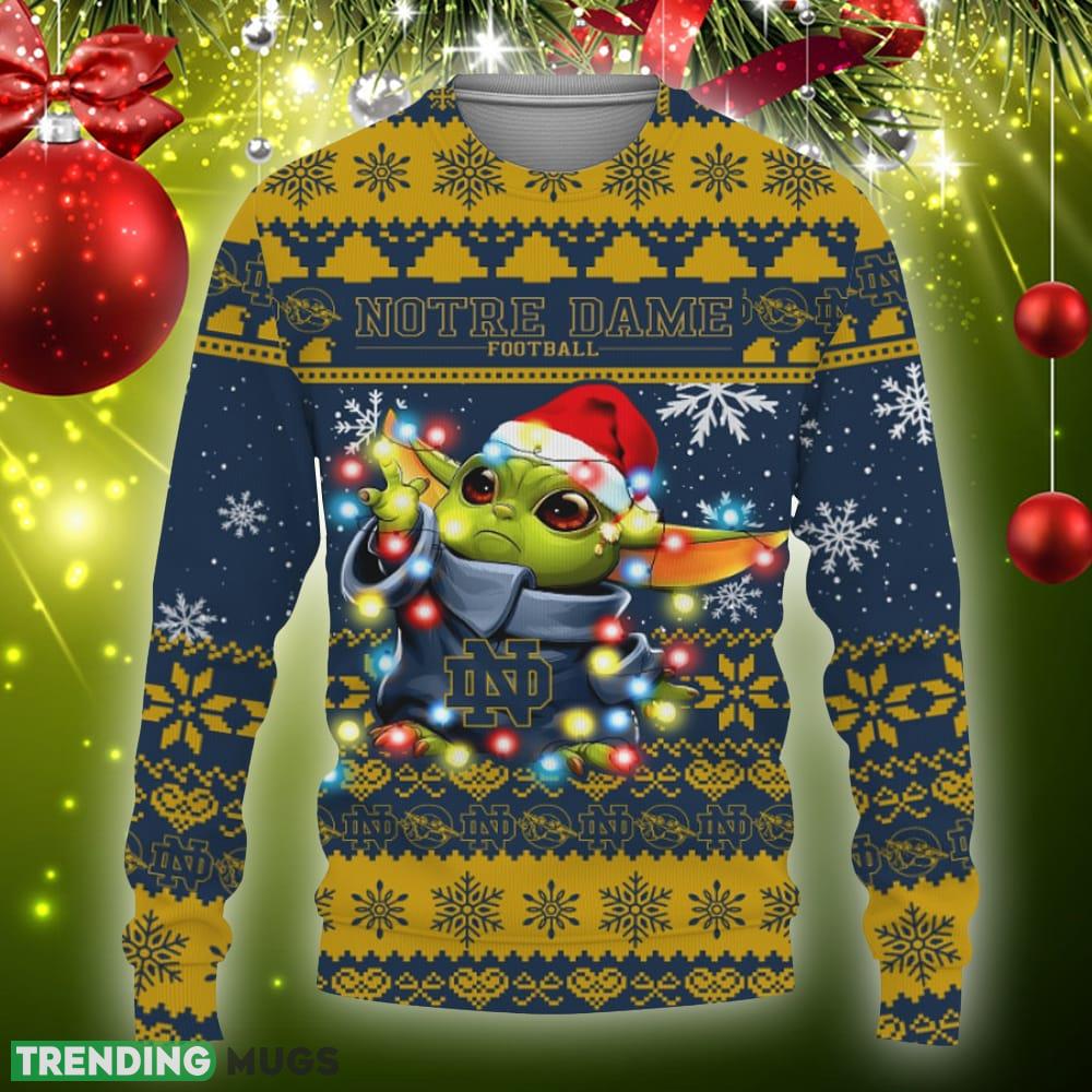 Notre Dame Fighting Irish Baby Yoda Star Wars Sports Football American Knitted Christmas Sweater - 021123-100147