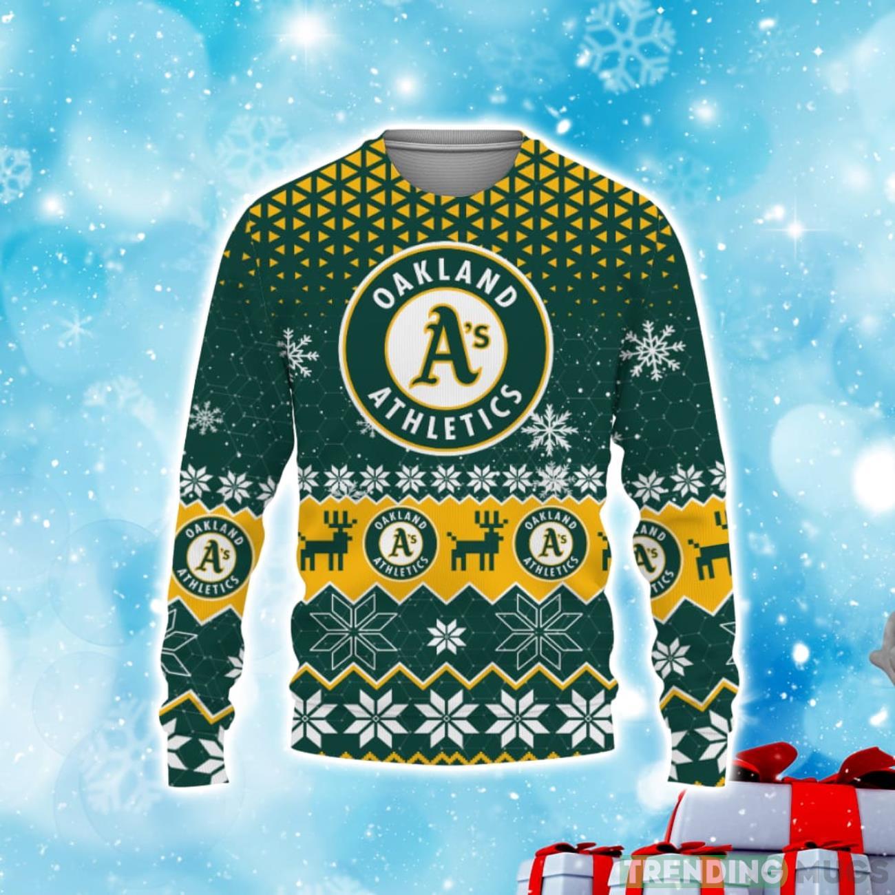Oakland Athletics Sports Football American Ugly Christmas Sweater Product Photo 1 Oakland Athletics Sports Football American Ugly Christmas Sweater Product Photo 1