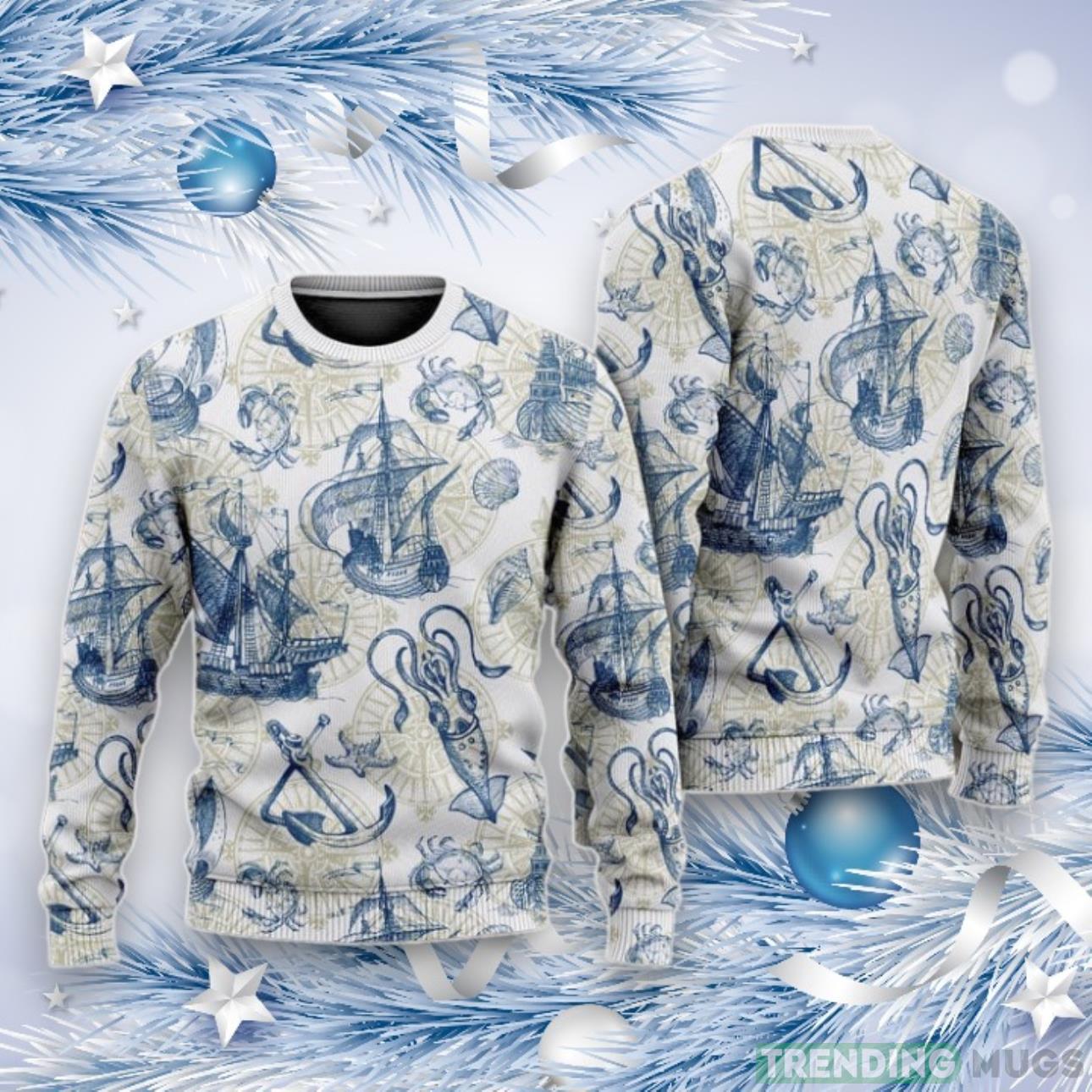 Ocean Life Vintage Sailboat Sea Monster Geographical Maps Ugly Christmas Sweater For Men & Women Product Photo 1 Ocean Life Vintage Sailboat Sea Monster Geographical Maps Ugly Christmas Sweater For Men & Women Product Photo 1