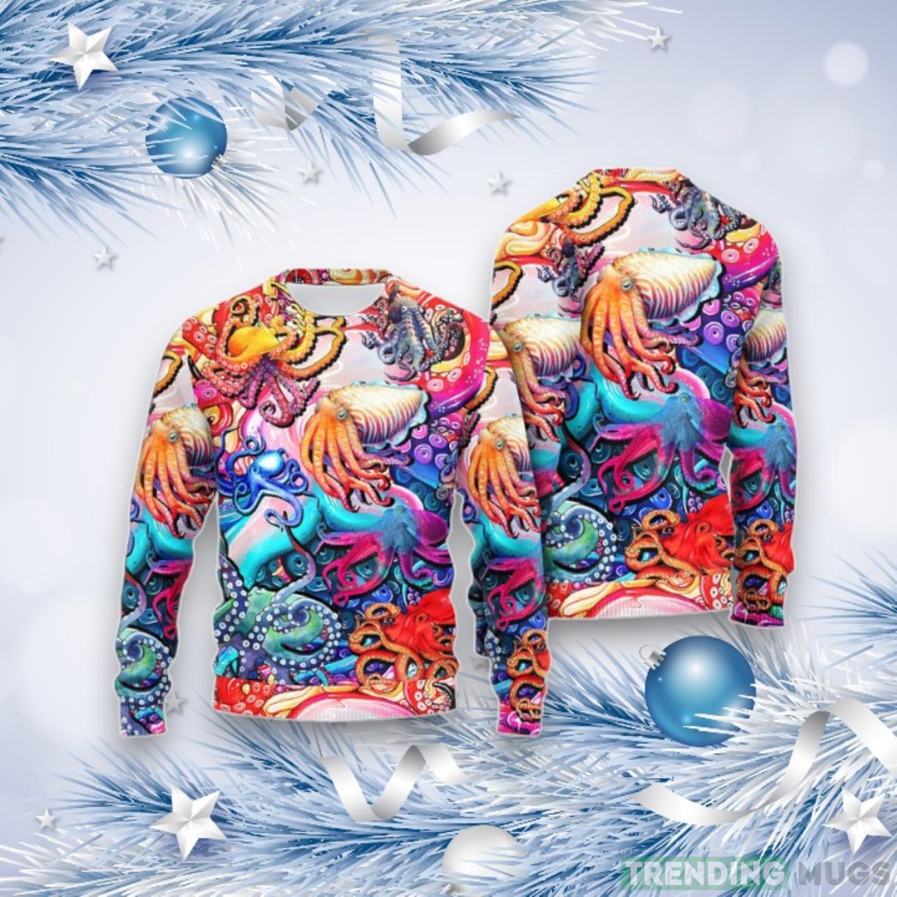 Octopus Colorful Lover Art Style Ugly Christmas Sweater For Men & Women Product Photo 1 Octopus Colorful Lover Art Style Ugly Christmas Sweater For Men & Women Product Photo 1