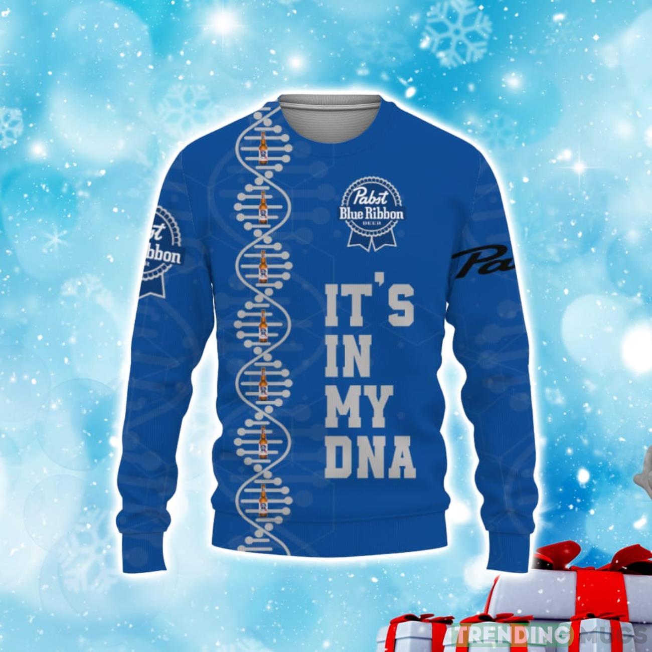 Pabst Blue Ribbon Beers It’s In My DNA Christmas Sweater Product Photo 1