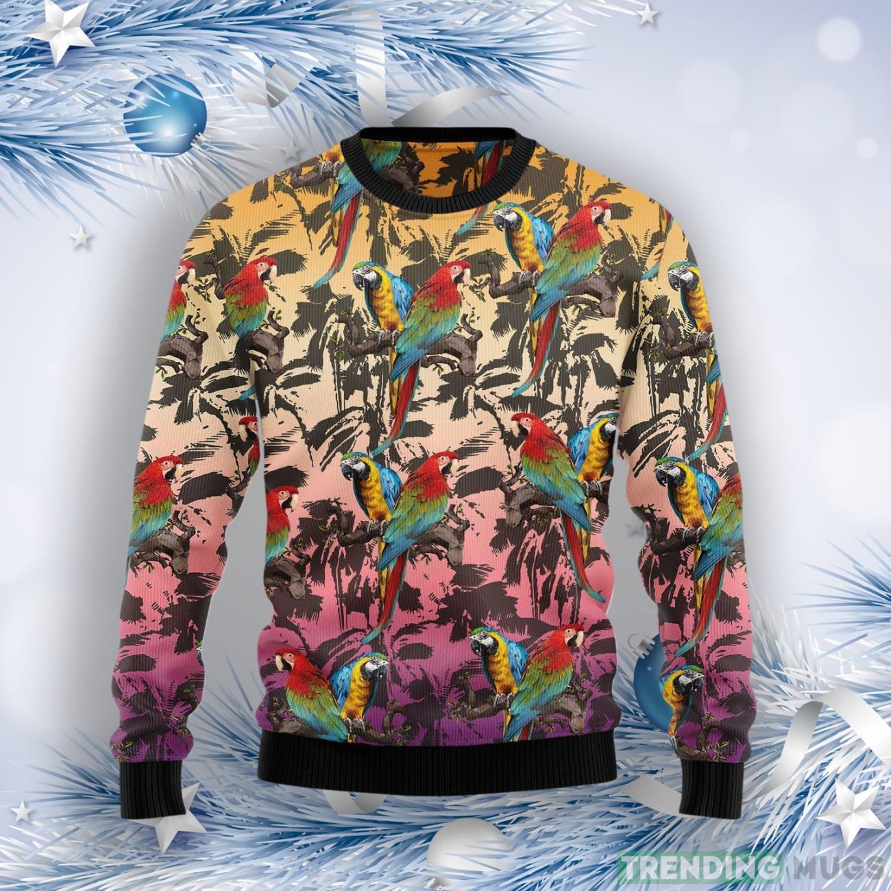 Parrot Palm Forest Ugly Christmas Sweater Product Photo 1 Parrot Palm Forest Ugly Christmas Sweater Product Photo 1
