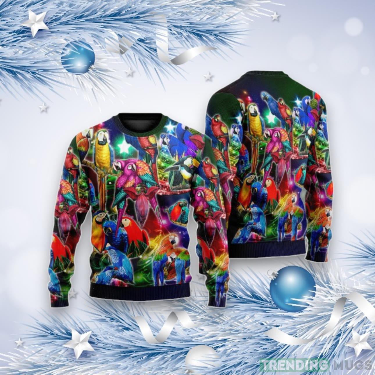 Parrot Tropical Merry Christmas Ugly Christmas Sweater For Men & Women Product Photo 1 Parrot Tropical Merry Christmas Ugly Christmas Sweater For Men & Women Product Photo 1