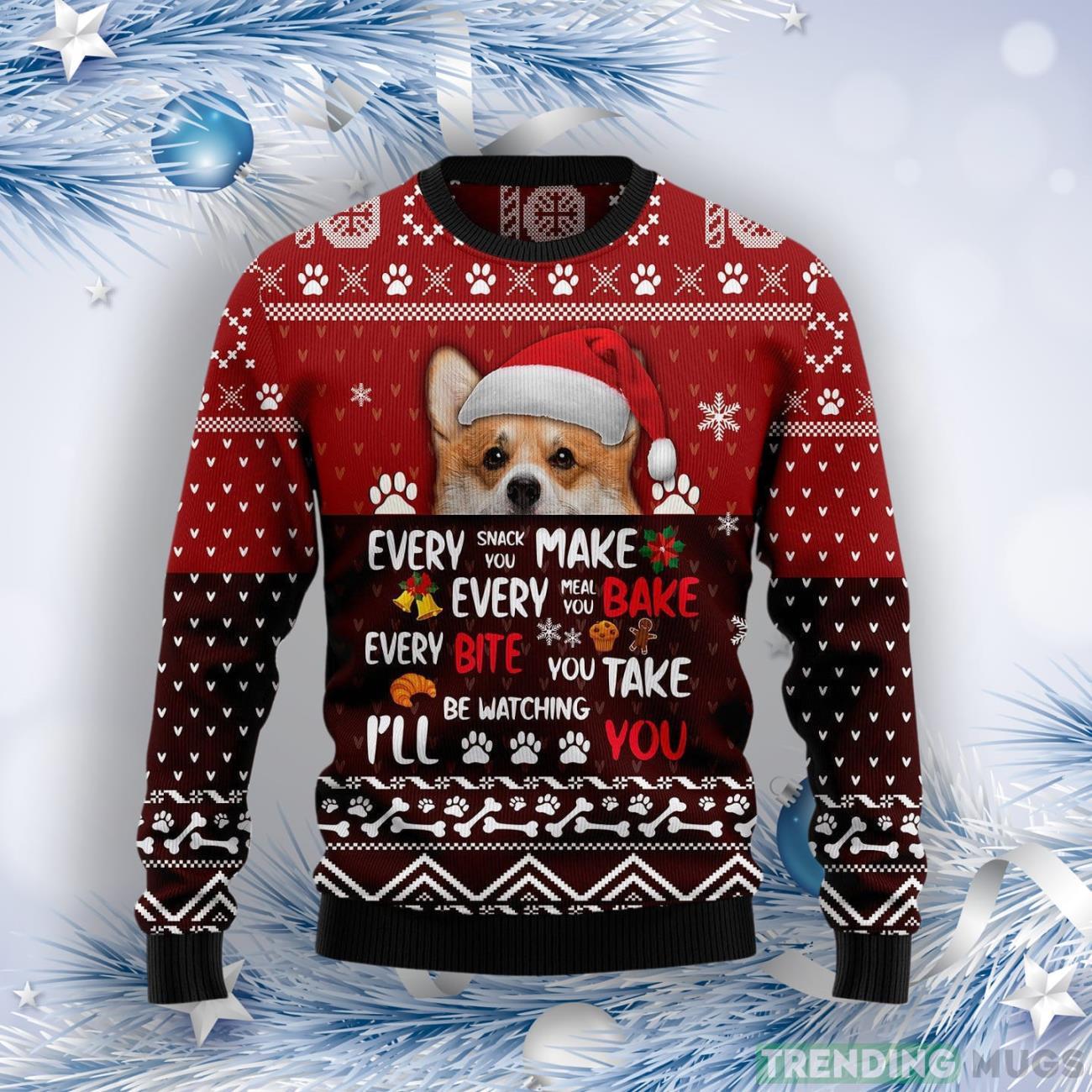 Pembroke Welsh Corgi Will Be Watching You Ugly Christmas Sweater Product Photo 1 Pembroke Welsh Corgi Will Be Watching You Ugly Christmas Sweater Product Photo 1