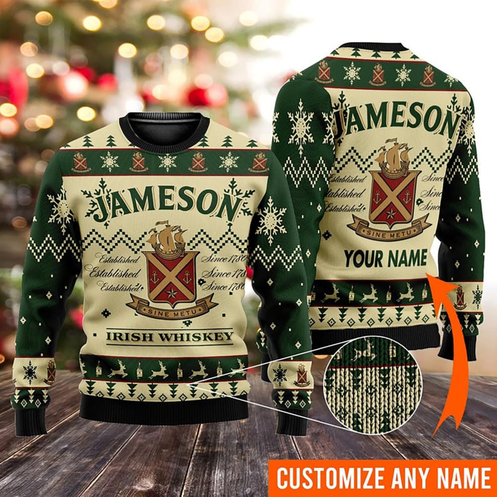 Personalized Jameson Irish Whiskey Custom Ugly Knitted Christmas Sweater Christmas 3D Print Ugly Sweater Gifts - 221123-104459 Personalized Jameson Irish Whiskey Custom Ugly Knitted Christmas Sweater Christmas 3D Print Ugly Sweater Gifts - 221123-104459