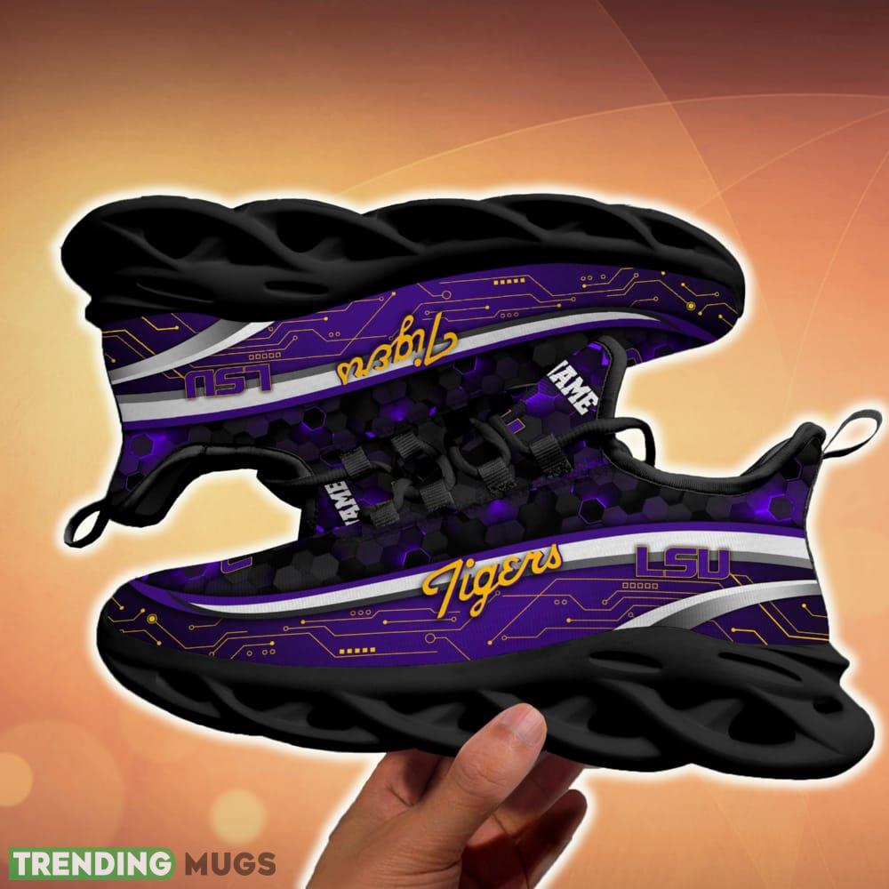 Personalized LSU Tigers Black Team Running Sneakers For Fans Gift New Max Soul Shoes Max Soul Personalized LSU Tigers Black Team Running Sneakers For Fans Gift New Max Soul Shoes Max Soul