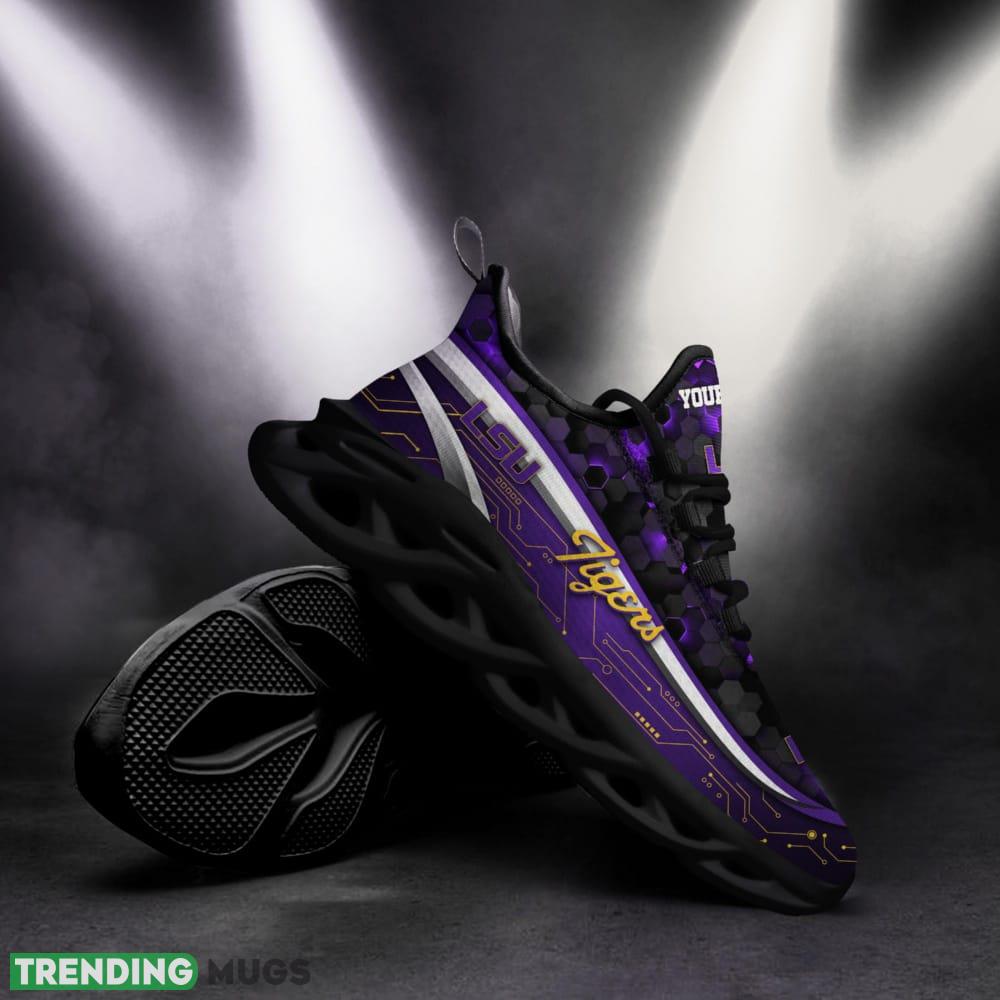 Personalized LSU Tigers Black Team Running Sneakers For Fans Gift New Max Soul Shoes Max Soul Personalized LSU Tigers Black Team Running Sneakers For Fans Gift New Max Soul Shoes Max Soul