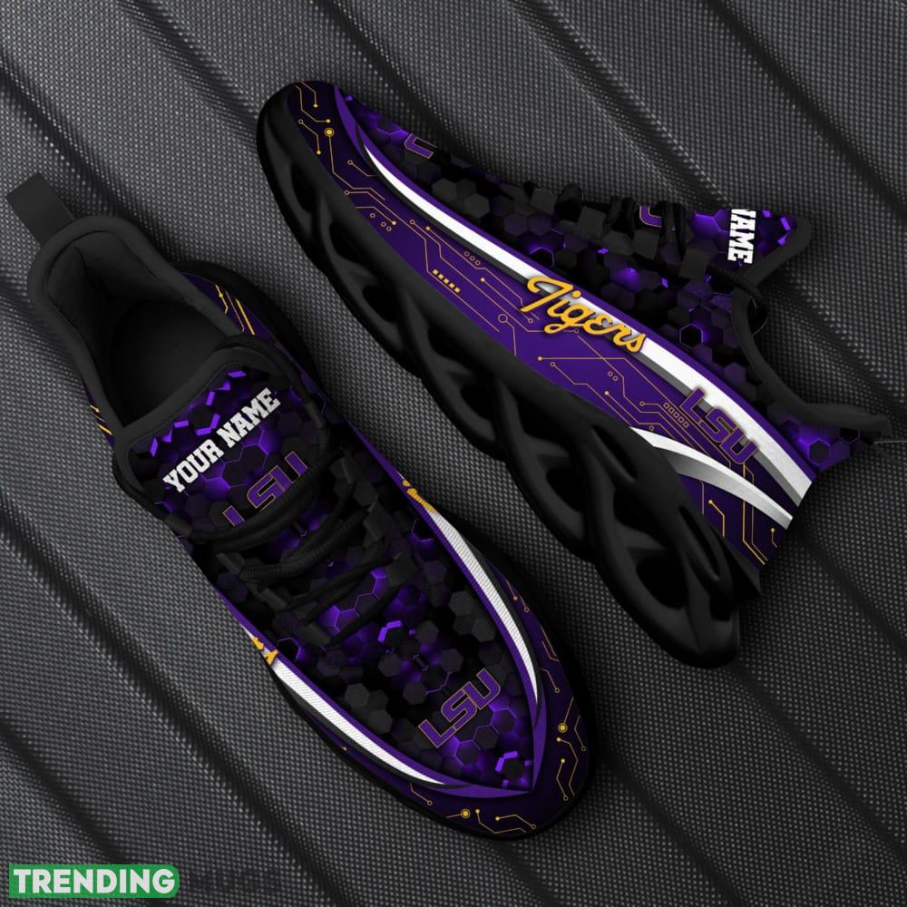 Personalized LSU Tigers Black Team Running Sneakers For Fans Gift New Max Soul Shoes - LSU Tigers Black Max Soul Shoes Custom Your Name Sport Sneakers_1 Personalized LSU Tigers Black Team Running Sneakers For Fans Gift New Max Soul Shoes - LSU Tigers Black Max Soul Shoes Custom Your Name Sport Sneakers_1