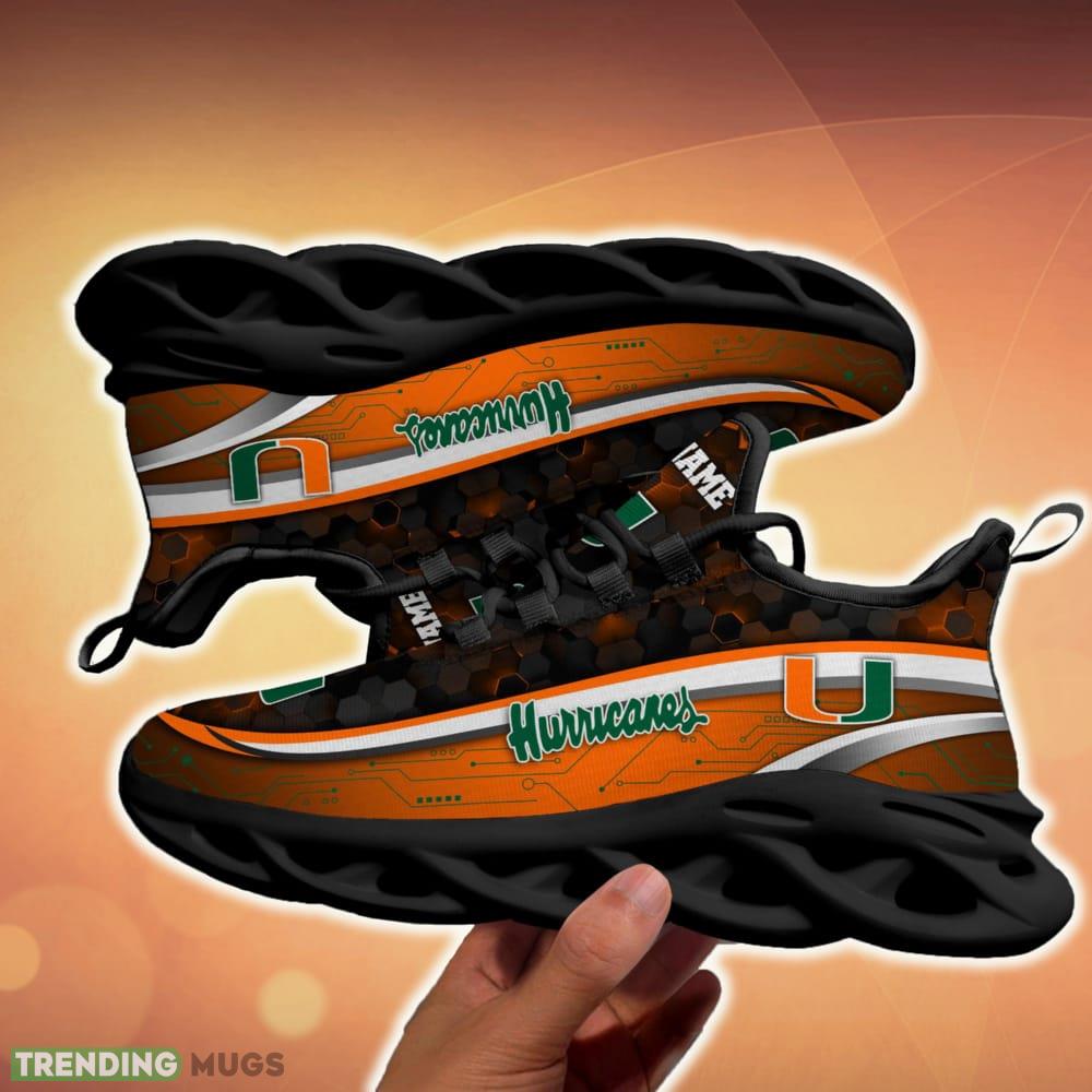 Personalized Miami Hurricanes Black Team Running Sneakers For Fans Gift New Max Soul Shoes Max Soul Personalized Miami Hurricanes Black Team Running Sneakers For Fans Gift New Max Soul Shoes Max Soul