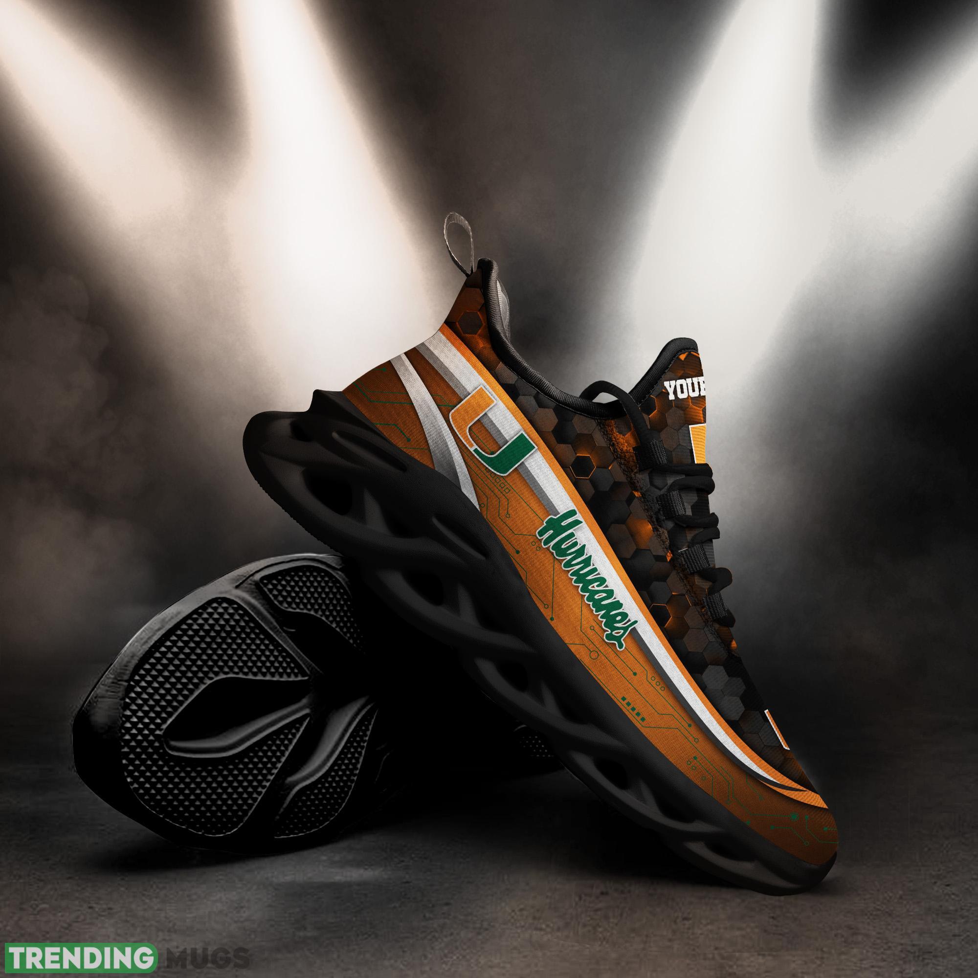 Personalized Miami Hurricanes Black Team Running Sneakers For Fans Gift New Max Soul Shoes Max Soul Personalized Miami Hurricanes Black Team Running Sneakers For Fans Gift New Max Soul Shoes Max Soul