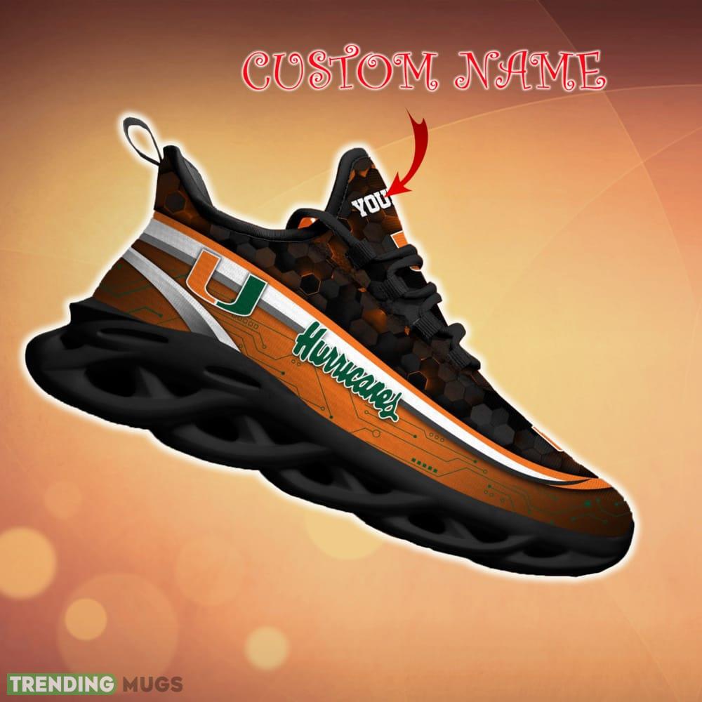Personalized Miami Hurricanes Black Team Running Sneakers For Fans Gift New Max Soul Shoes Max Soul Personalized Miami Hurricanes Black Team Running Sneakers For Fans Gift New Max Soul Shoes Max Soul