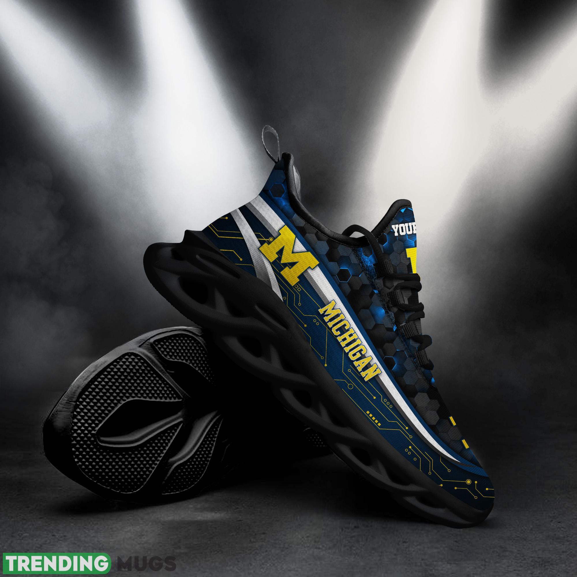 Personalized Michigan Wolverines Black Team Running Sneakers For Fans Gift New Max Soul Shoes Max Soul Personalized Michigan Wolverines Black Team Running Sneakers For Fans Gift New Max Soul Shoes Max Soul