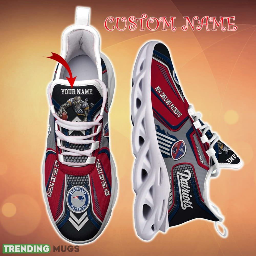 Personalized New England Patriots White C Sneakers Team Running Sneakers For Fans Gift New Max Soul Shoes Max Soul Personalized New England Patriots White C Sneakers Team Running Sneakers For Fans Gift New Max Soul Shoes Max Soul