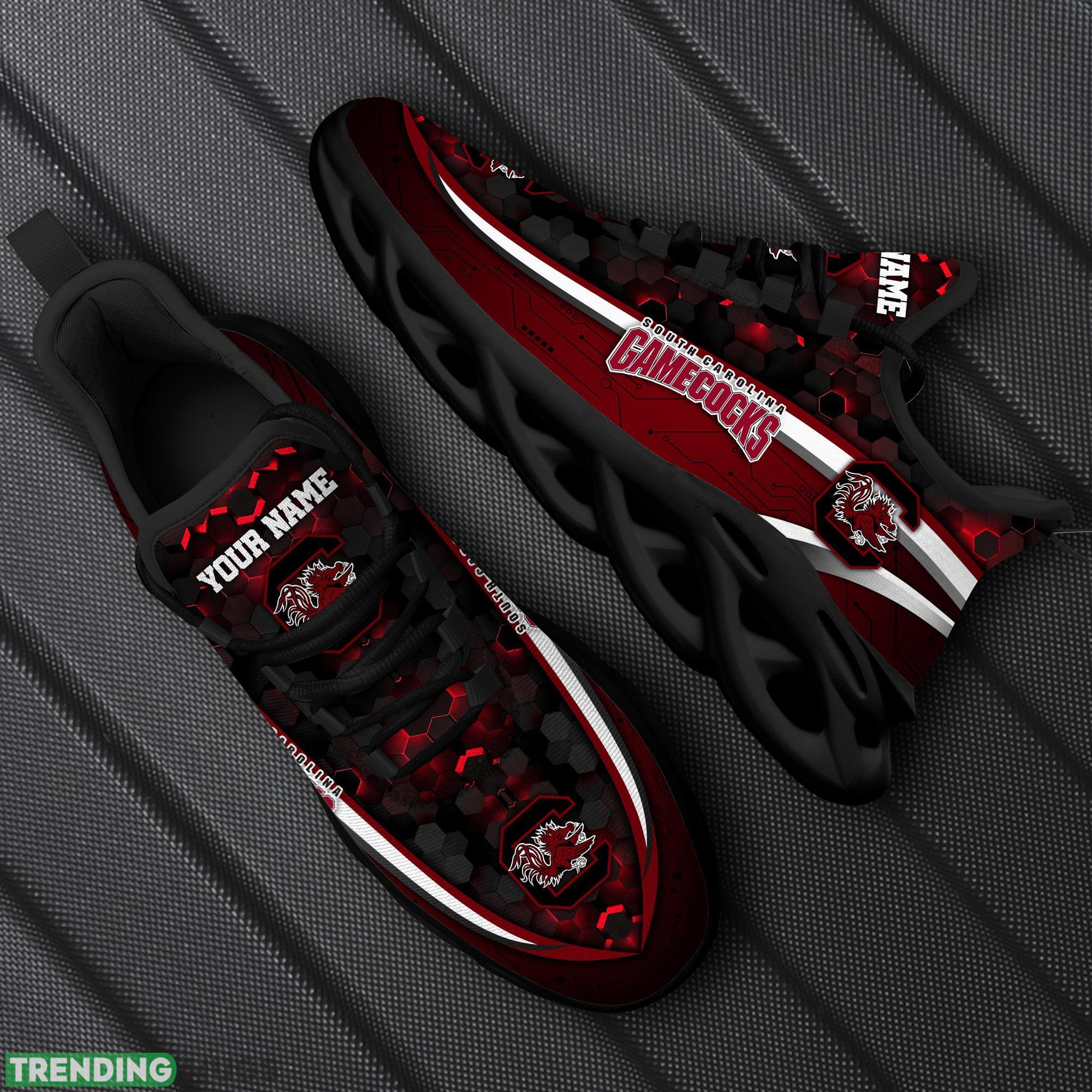 Personalized South Carolina Gamecocks Black Team Sports Sneakers For Fans Gift New Max Soul Shoes - South Carolina Gamecocks Black Max Soul Shoes Custom Your Name Sport Sneakers_1