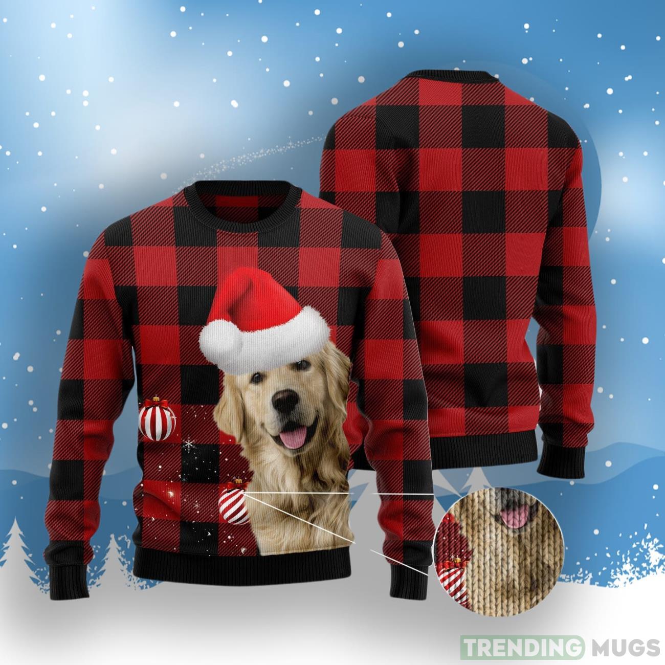 Plaid Pattern Golden Retriever Ugly Christmas Sweater 3D Sweater Plaid Pattern Golden Retriever Ugly Christmas Sweater 3D Sweater