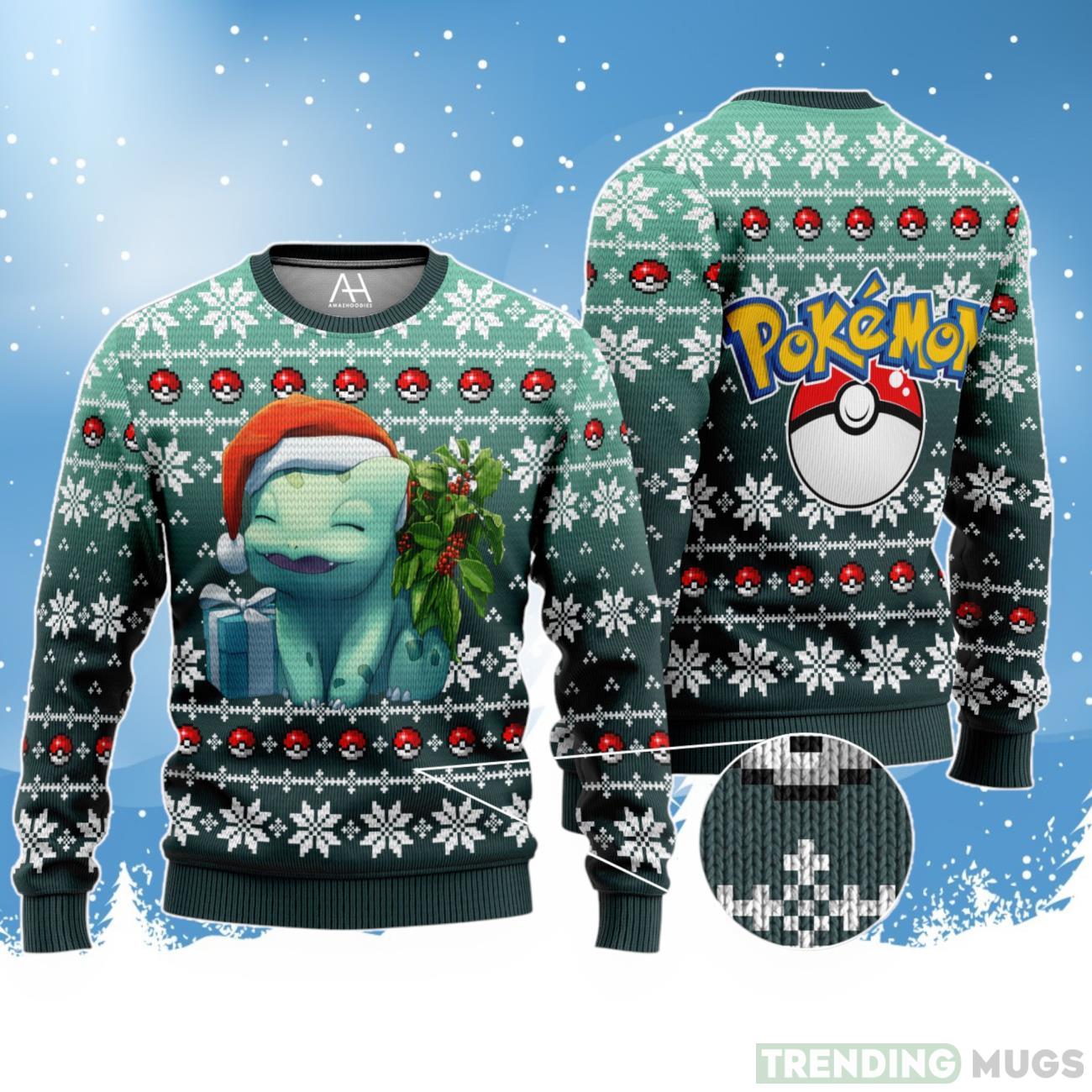 Pokemon Bulbasaur Ugly Christmas Sweater Xmas Gift, Knitted Sweater Product Photo 1 Pokemon Bulbasaur Ugly Christmas Sweater Xmas Gift, Knitted Sweater Product Photo 1