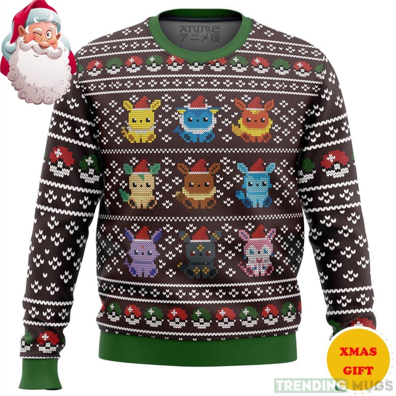 Pokemon Eeveelution Christmas AOP Sweater Product Photo 1 Pokemon Eeveelution Christmas AOP Sweater Product Photo 1