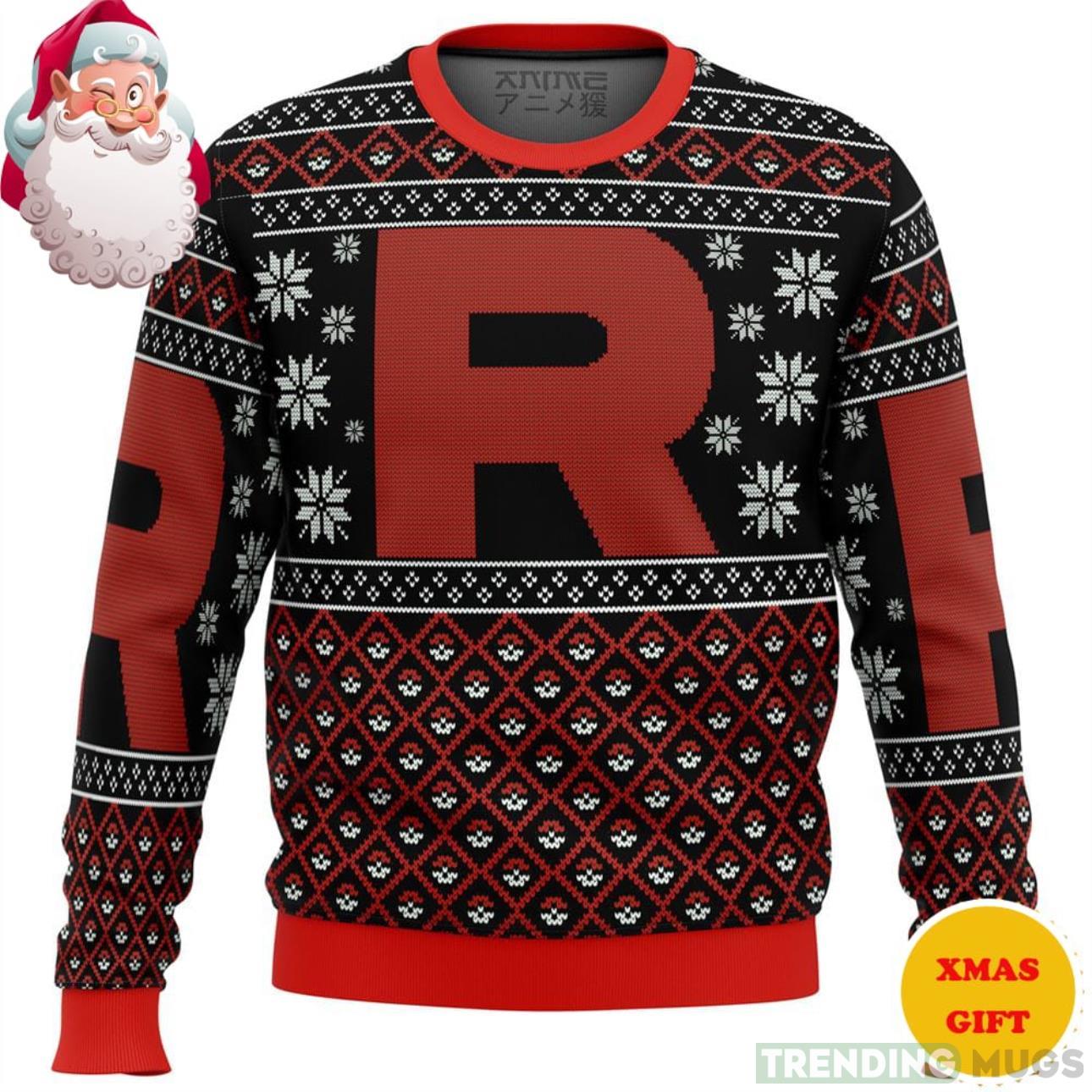Pokemon Team Rocket Red Black Christmas AOP Sweater Product Photo 1 Pokemon Team Rocket Red Black Christmas AOP Sweater Product Photo 1