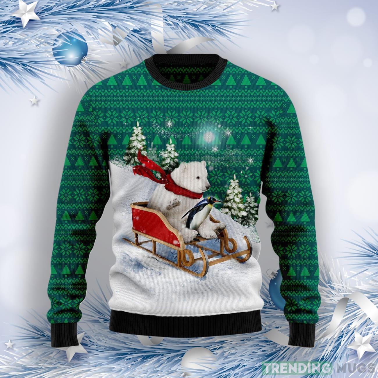 Polar Bear Sleigh Ugly Christmas Sweater Product Photo 1 Polar Bear Sleigh Ugly Christmas Sweater Product Photo 1