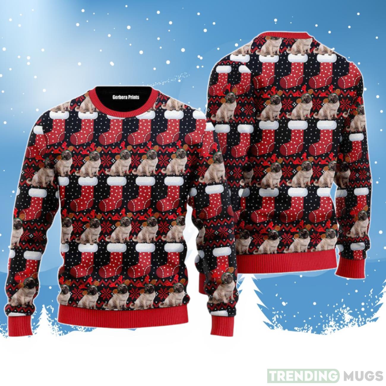 Puppy Dog With Red Xmas Socks Pattern Ugly Christmas Sweater For Men & Women Product Photo 1 Puppy Dog With Red Xmas Socks Pattern Ugly Christmas Sweater For Men & Women Product Photo 1