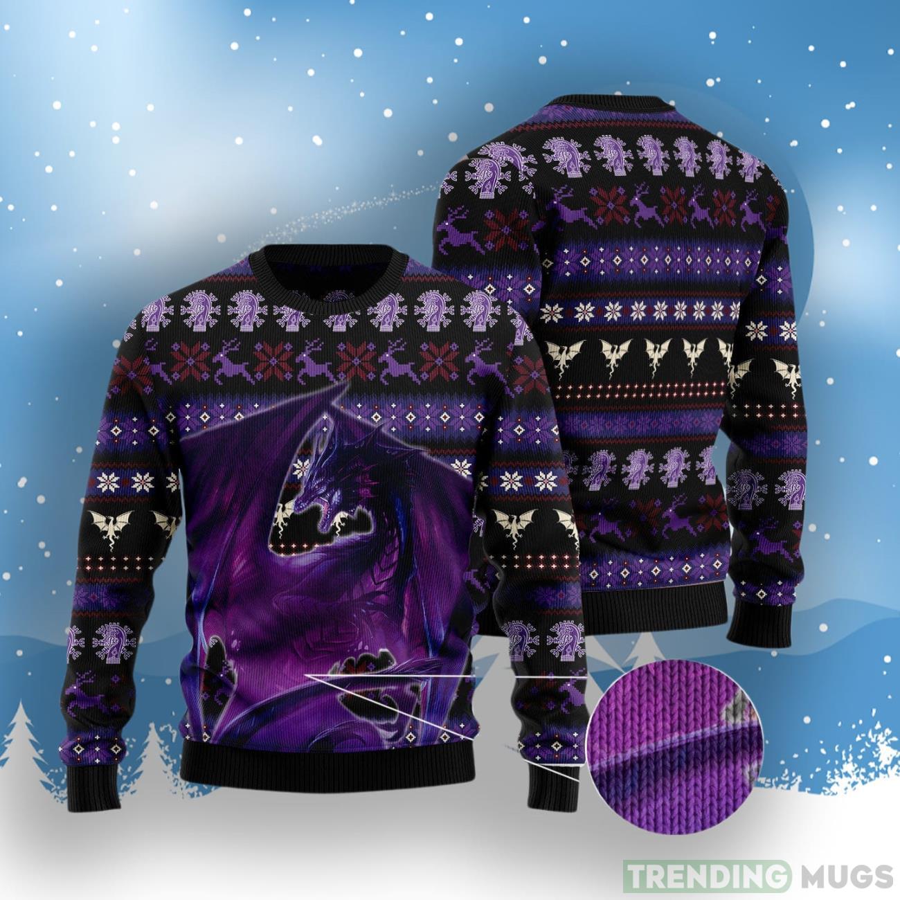 Purple Dragon Ugly Christmas Sweater 3D Sweater Purple Dragon Ugly Christmas Sweater 3D Sweater