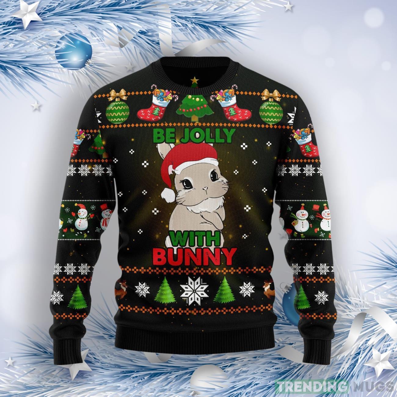Rabbit Be Jolly Ugly Christmas Sweater Product Photo 1 Rabbit Be Jolly Ugly Christmas Sweater Product Photo 1