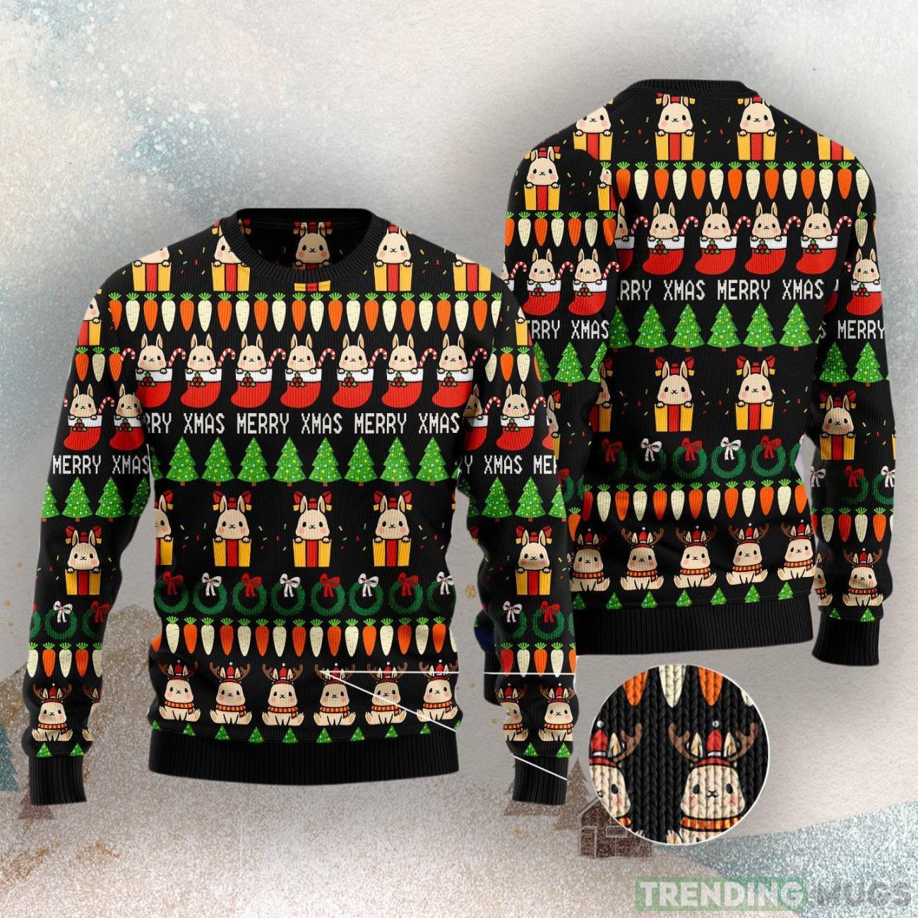 Rabbit Christmas Symbols Ugly Christmas Sweater 3D Sweater Rabbit Christmas Symbols Ugly Christmas Sweater 3D Sweater
