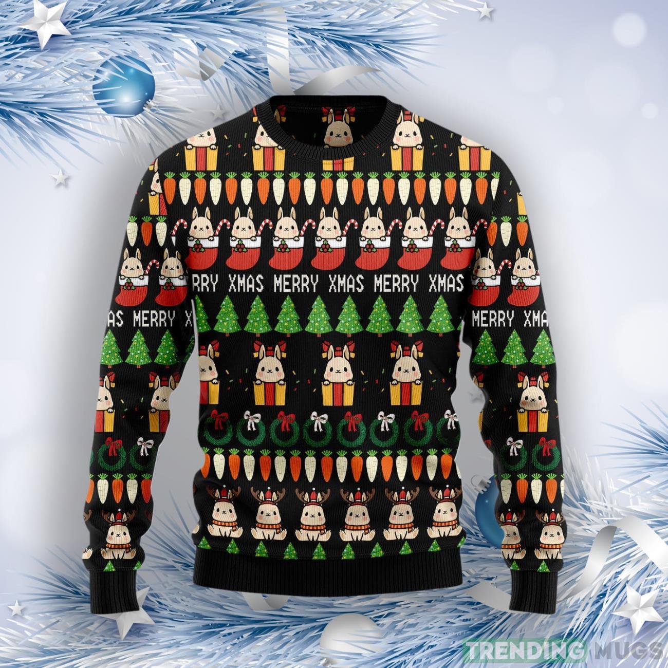 Rabbit Christmas Symbols Ugly Christmas Sweater Product Photo 1 Rabbit Christmas Symbols Ugly Christmas Sweater Product Photo 1