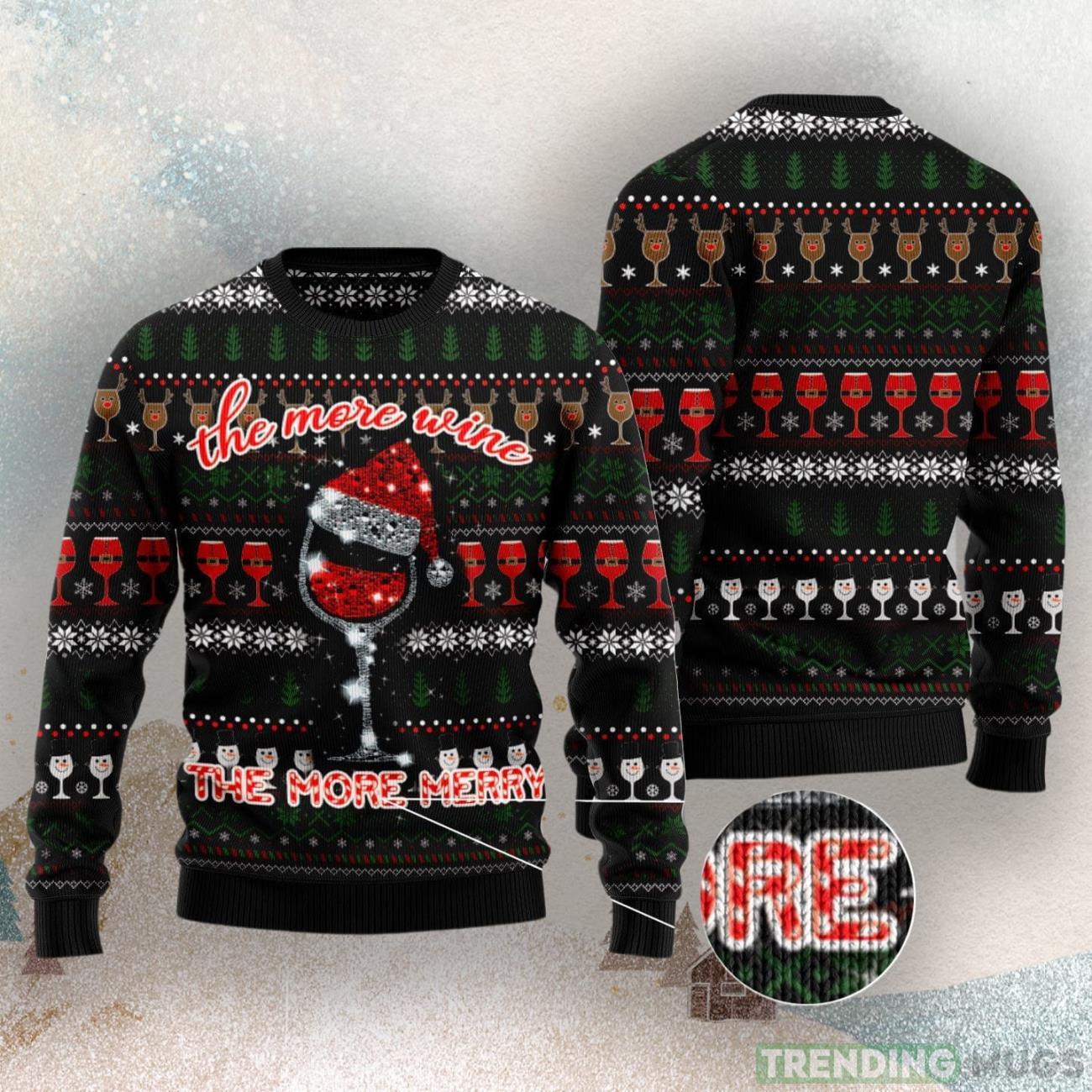 Red Wine More Merry Ugly Christmas Sweater Product Photo 1 Red Wine More Merry Ugly Christmas Sweater Product Photo 1