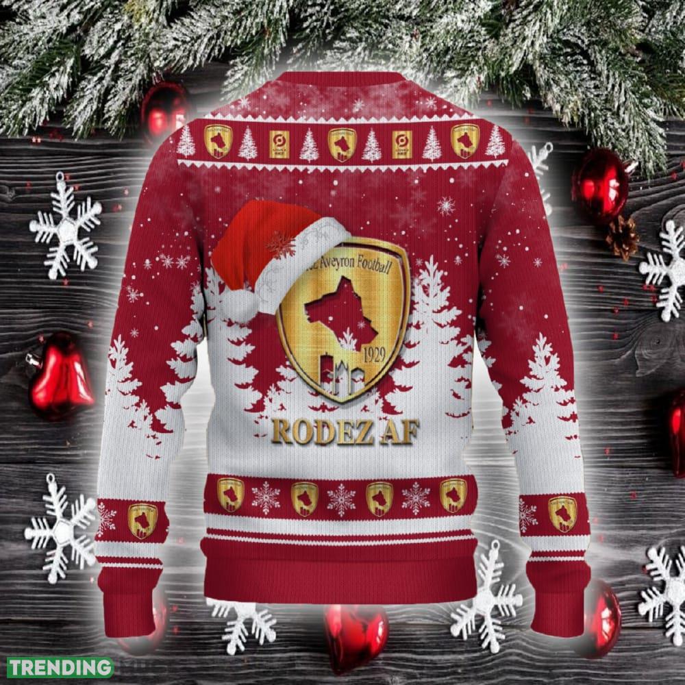 Rodez Aveyron Football Ugly Christmas Sweater Santa Hat Logo Trending Christmas Gift For Fans 3D Sweater Rodez Aveyron Football Ugly Christmas Sweater Santa Hat Logo Trending Christmas Gift For Fans 3D Sweater