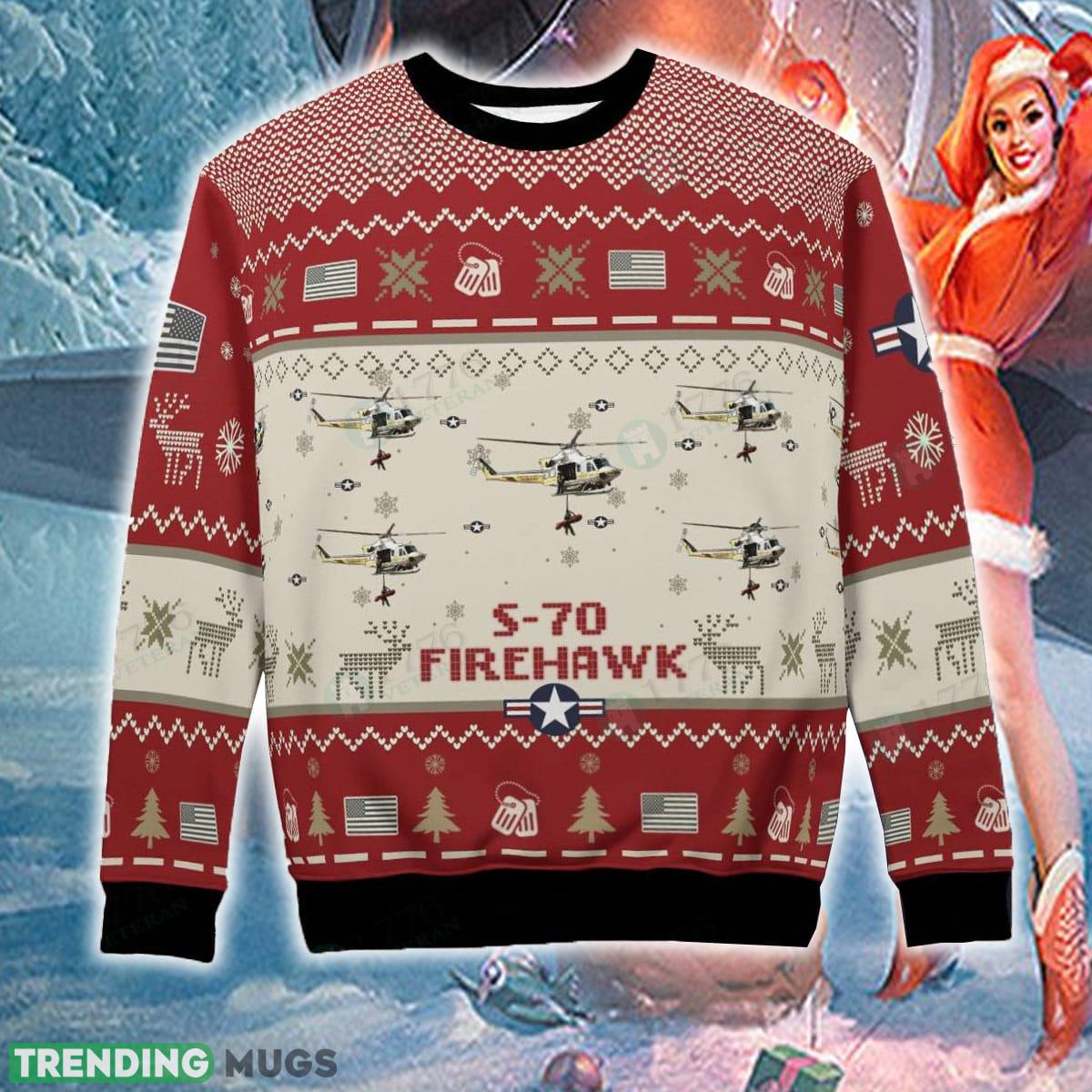 S 70 Firehawk S70 Aircraft Christmas Sweater Red For Men And Women 3D Sweater S 70 Firehawk S70 Aircraft Christmas Sweater Red For Men And Women 3D Sweater