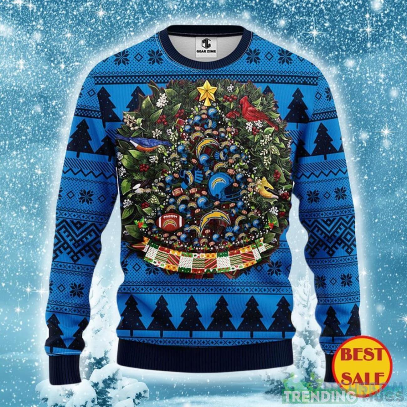 San Diego Chargers Ugly Christmas Sweater Ball Pine Tree Product Photo 1