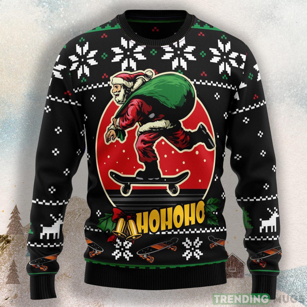 Santa Claus Skateboard Ugly Christmas Sweater For Men & Women Product Photo 1