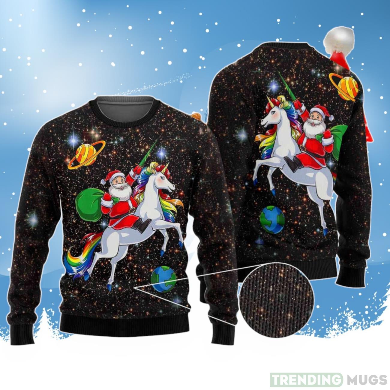 Santa Clause Is Riding Unicorn Galaxy Pattern Ugly Sweatshirt, Gift For Family Product Photo 1 Santa Clause Is Riding Unicorn Galaxy Pattern Ugly Sweatshirt, Gift For Family Product Photo 1