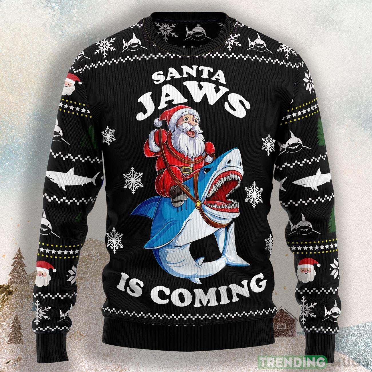 Santa Jaws Ugly Christmas Sweater For Men & Women Product Photo 1 Santa Jaws Ugly Christmas Sweater For Men & Women Product Photo 1