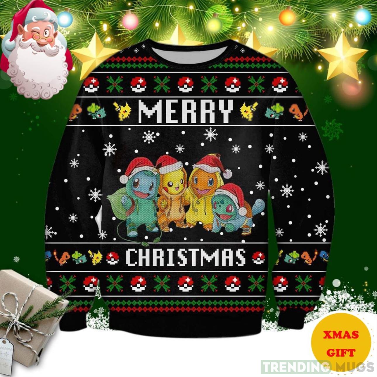 Santa Pokemon Christmas AOP Sweater Product Photo 1 Santa Pokemon Christmas AOP Sweater Product Photo 1