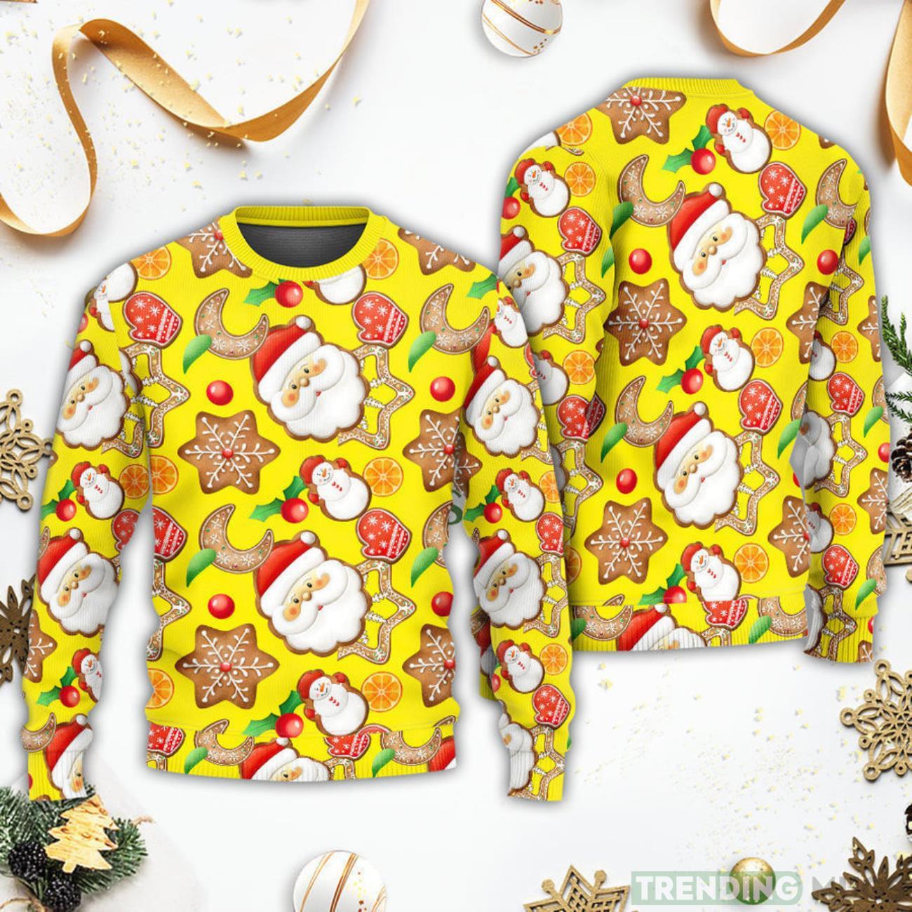 Santa Snowman Gingerbread And Sweets Ugly Christmas Sweater 3D Sweater Santa Snowman Gingerbread And Sweets Ugly Christmas Sweater 3D Sweater