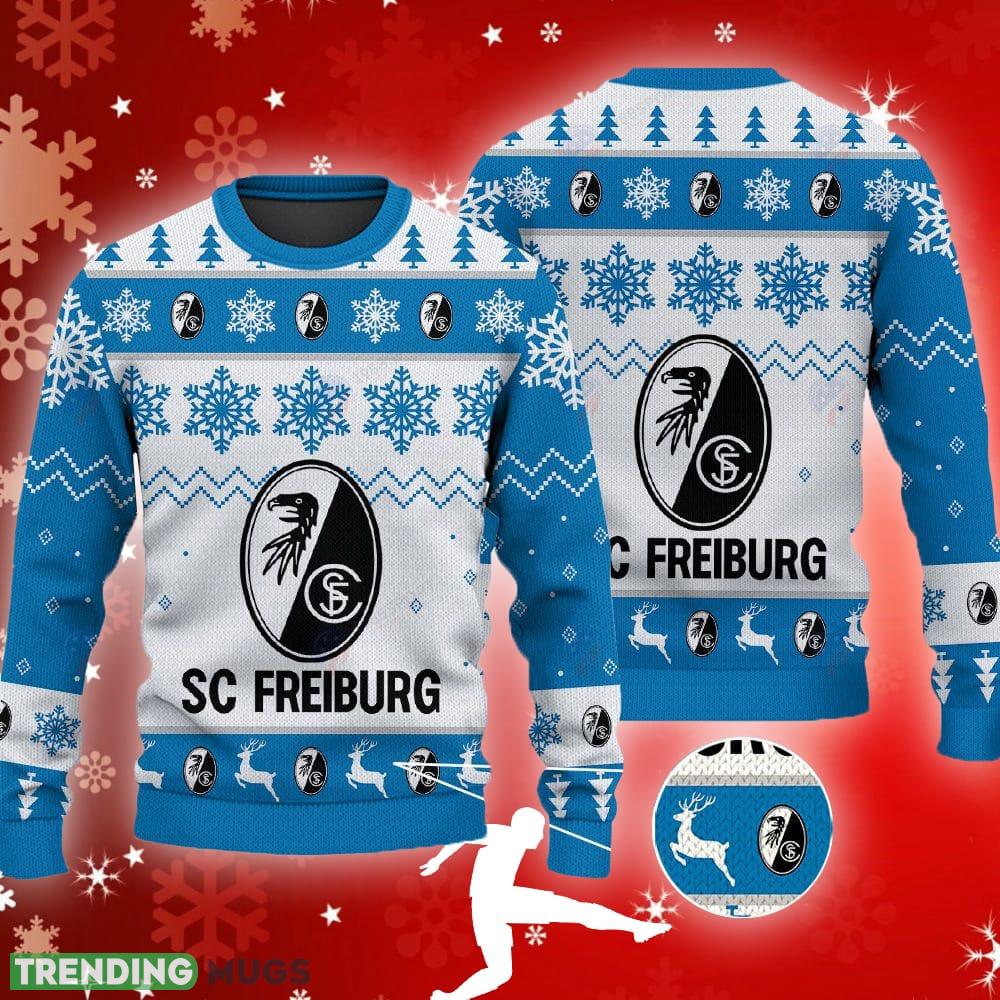 Sc Freiburg Big Logo Ugly Christmas Tree Blue Sweater AOP For Men And Women - Sc Freiburg Big Logo Ugly Snowflakes Reindeer Blue Sweater AOP For Men And Women Sc Freiburg Big Logo Ugly Christmas Tree Blue Sweater AOP For Men And Women - Sc Freiburg Big Logo Ugly Snowflakes Reindeer Blue Sweater AOP For Men And Women