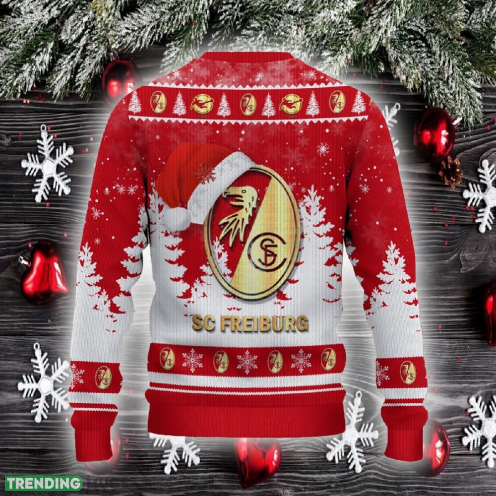 SC Freiburg II Ugly Christmas Sweater Santa Hat Logo Trending Christmas Gift For Fans 3D Sweater SC Freiburg II Ugly Christmas Sweater Santa Hat Logo Trending Christmas Gift For Fans 3D Sweater