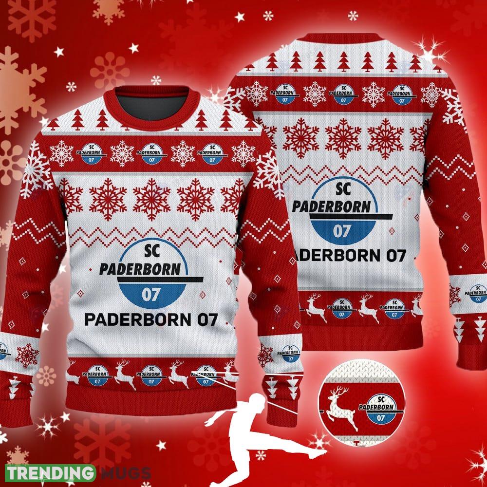 SC Paderborn 07 Big Logo Ugly Christmas Tree Red Sweater Gift For Christmas - SC Paderborn 07 Big Logo Ugly Snowflakes Reindeer Red Sweater Gift For Christmas