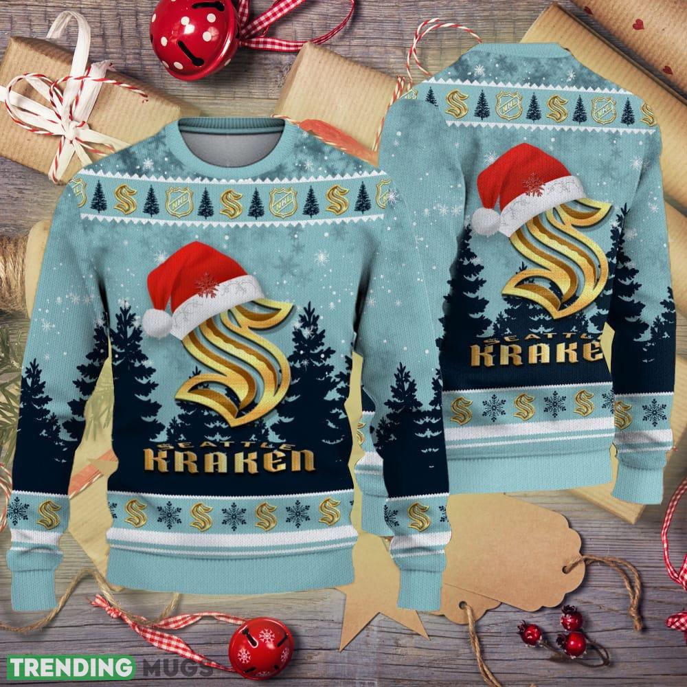 Seattle Kraken Logo Golden Fans Santa Hat Tree Ugly Christmas Sweater AOP - Seattle Kraken Logo Golden Fans Santa Hat Tree Ugly Christmas Sweater AOP Seattle Kraken Logo Golden Fans Santa Hat Tree Ugly Christmas Sweater AOP - Seattle Kraken Logo Golden Fans Santa Hat Tree Ugly Christmas Sweater AOP