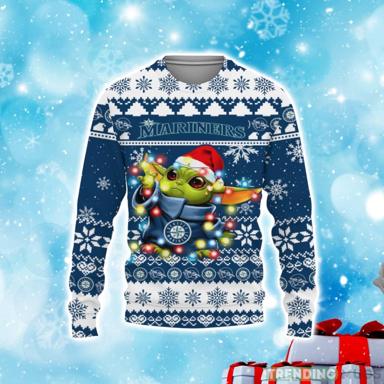 Seattle Mariners Baby Yoda Star Wars Sports Football American Ugly Christmas Sweater Product Photo 1 Seattle Mariners Baby Yoda Star Wars Sports Football American Ugly Christmas Sweater Product Photo 1