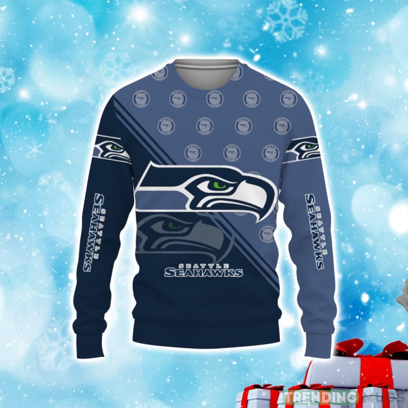Seattle Seahawks Cross Style Christmas Sweater Product Photo 1 Seattle Seahawks Cross Style Christmas Sweater Product Photo 1