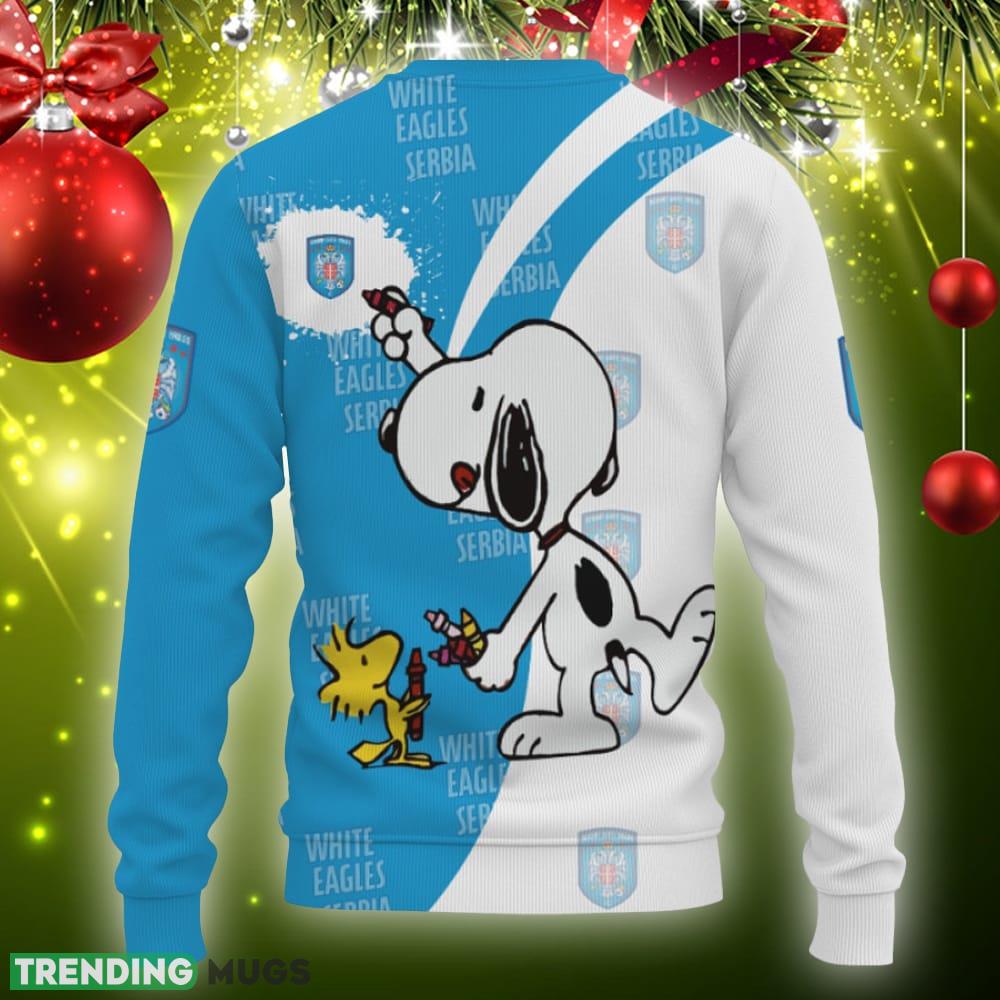 Serbian White Eagles FC Snoopy Cute Heart American Sports Team Knitted Xmas Sweater Gift Holidays 3D Sweater Serbian White Eagles FC Snoopy Cute Heart American Sports Team Knitted Xmas Sweater Gift Holidays 3D Sweater