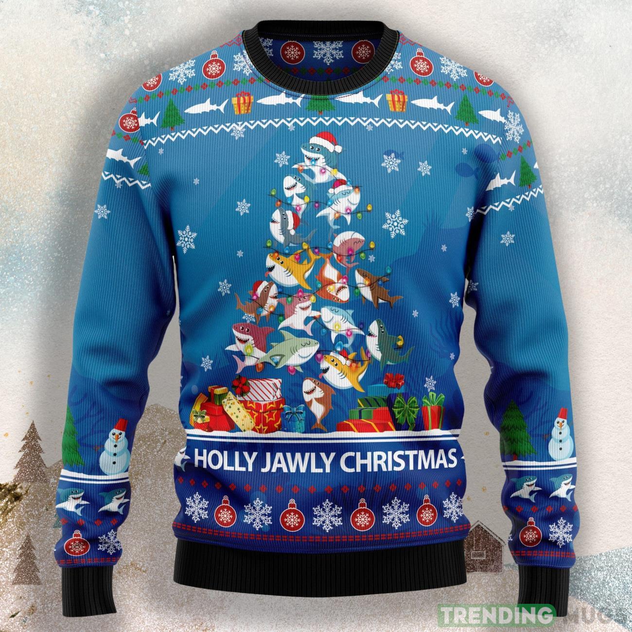 Shark Holly Jawly Christmas Ugly Christmas Sweater For Men & Women Product Photo 1 Shark Holly Jawly Christmas Ugly Christmas Sweater For Men & Women Product Photo 1