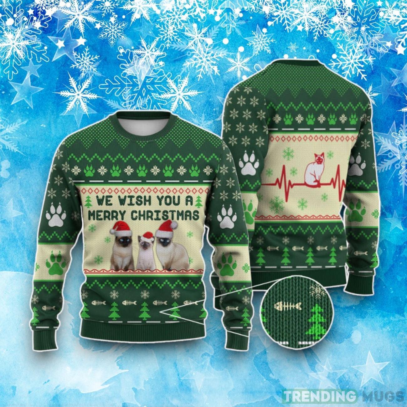 Siamese Cat We Wish You A Merry Christmas Ugly Christmas Sweater Product Photo 1 Siamese Cat We Wish You A Merry Christmas Ugly Christmas Sweater Product Photo 1