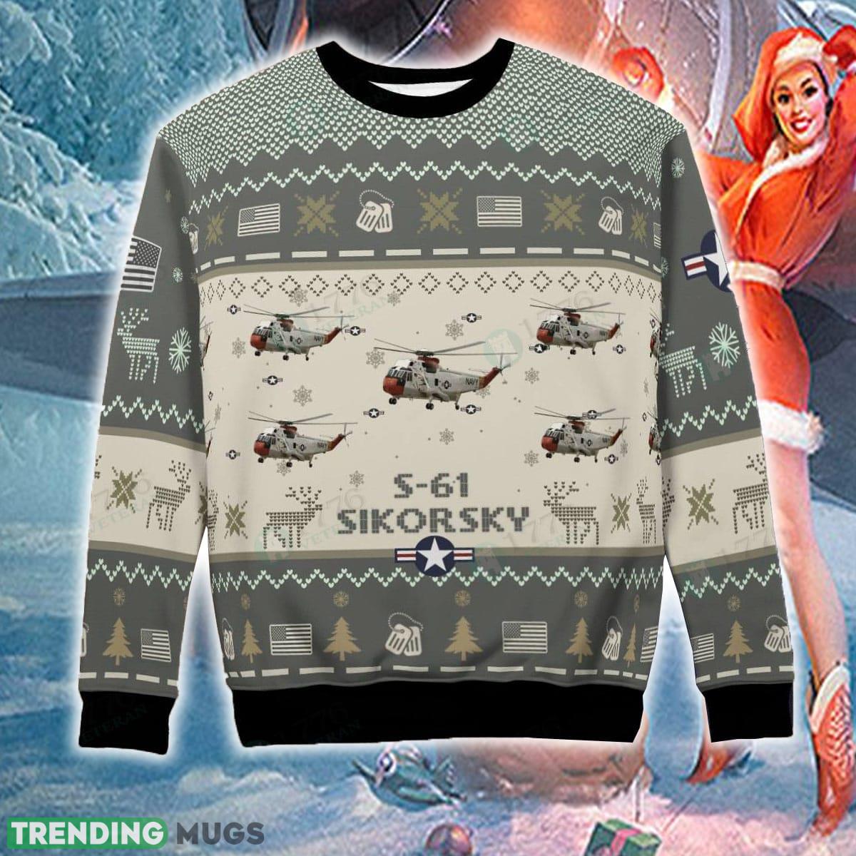 Sikorsky S 61 S61 Aircraft Ugly Christmas Sweater AOP US Air Force 3D Sweater Sikorsky S 61 S61 Aircraft Ugly Christmas Sweater AOP US Air Force 3D Sweater